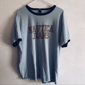 nautica jeans baby blue boyfriend tee shirt L